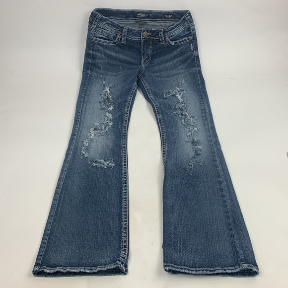 Silver Jeans Tuesday Fluid Denim Mid Bootcut Jeans Size 30 Long Inseam Stretch - Picture 2 of 16